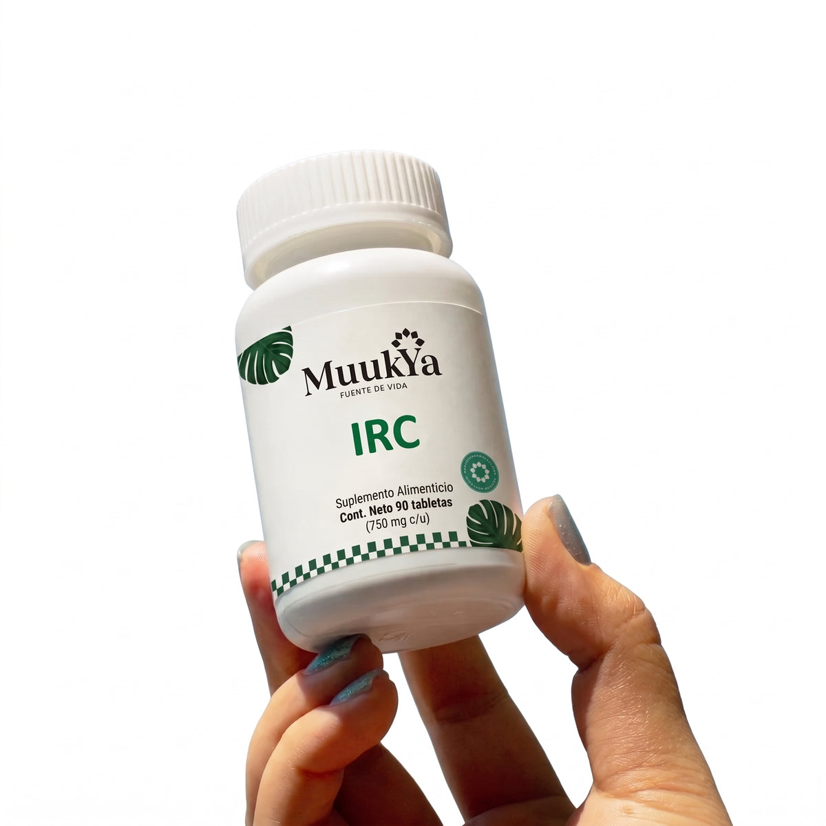 Frasco de IRC en la mano